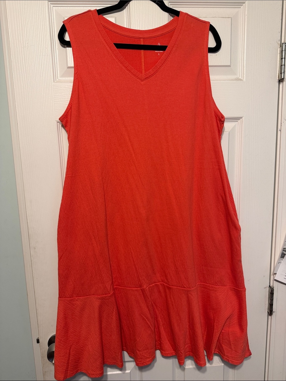 Cuddl Duds Sleeveless V-Neck A-Line Dress in Coral Red